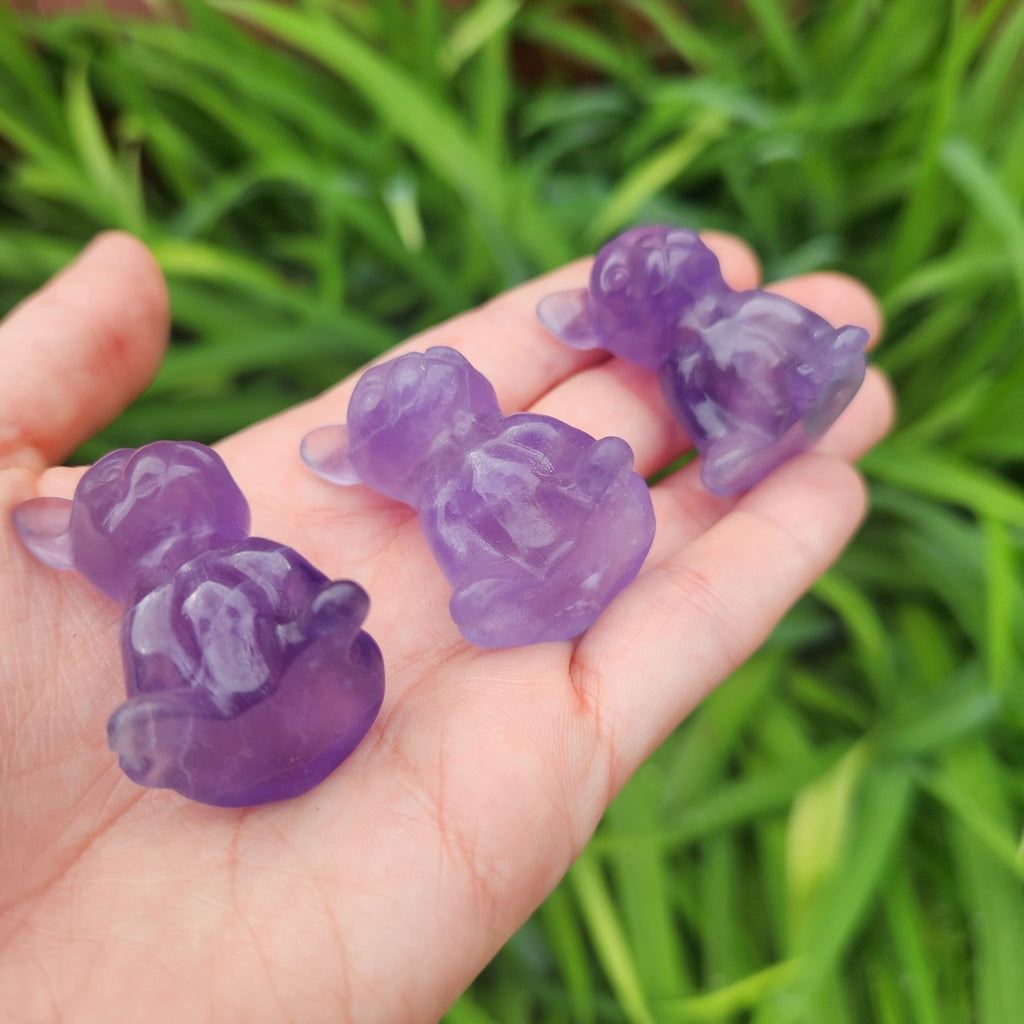 Fluorite Crystal Dog Carving - French Bulldog Frenchie