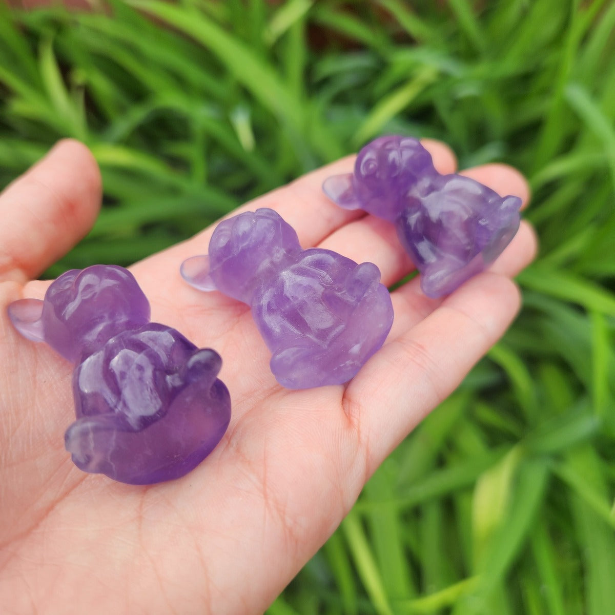 Fluorite Crystal Dog Carving - French Bulldog Frenchie