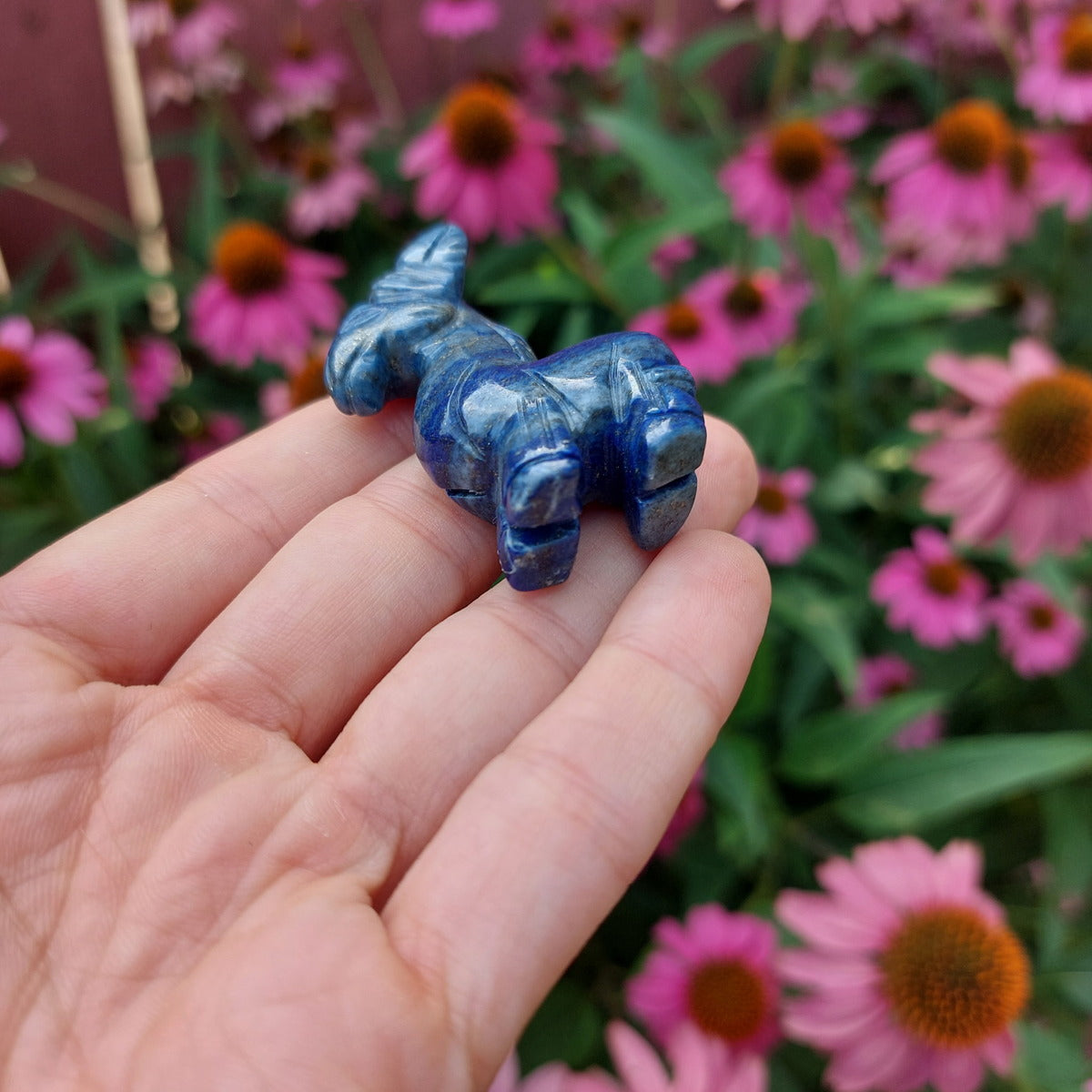 Crystal Donkey Figurine 1.75" Lapis Lazuli Stone Animal Carving