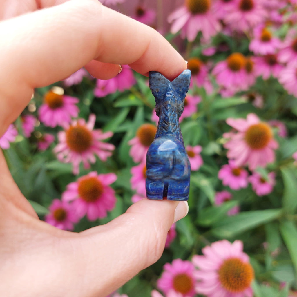 Crystal Donkey Figurine 1.75" Lapis Lazuli Stone Animal Carving