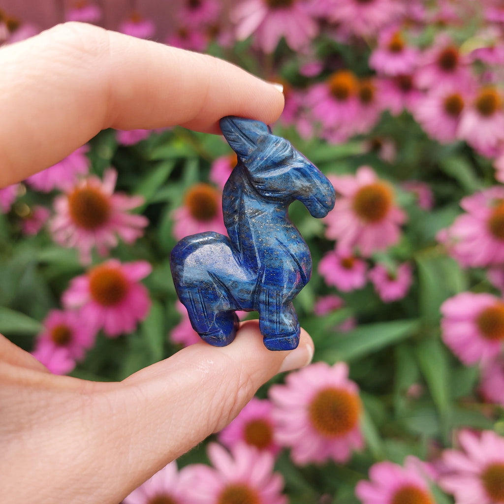 Lapis Lazuli Crystal Donkey Animal Carving
