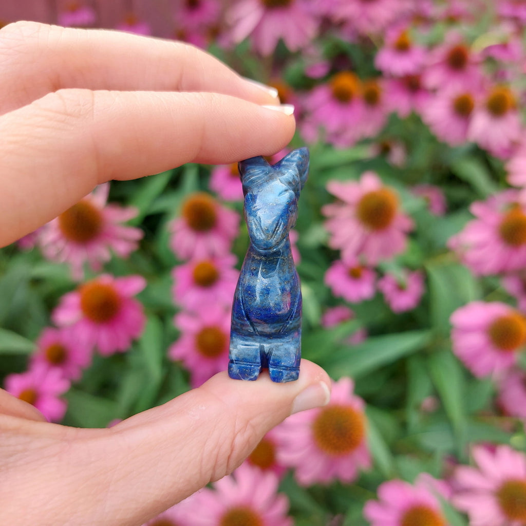 Crystal Donkey Figurine 1.75" Lapis Lazuli Stone Animal Carving