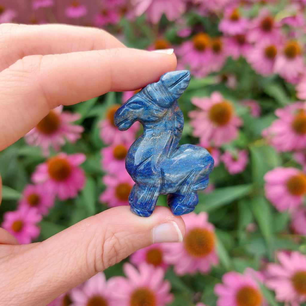 Crystal Donkey Carving in Lapis Lazuli