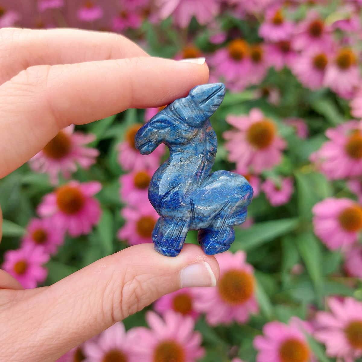 Crystal Donkey Carving in Lapis Lazuli