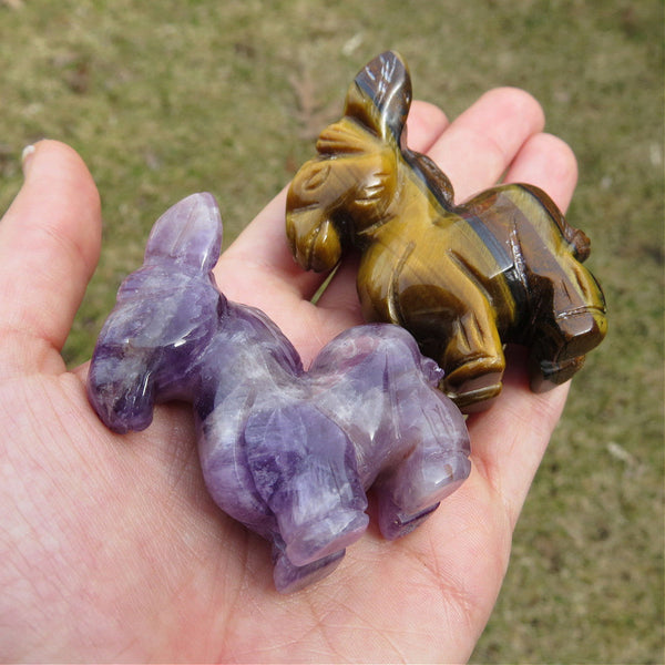 Crystal Donkey Figurine Stone Animal Carving