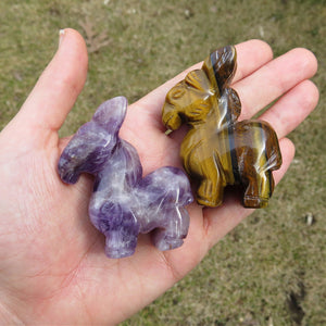 Crystal Donkey Stone Animal Carving in Amethyst or Tigers Eye