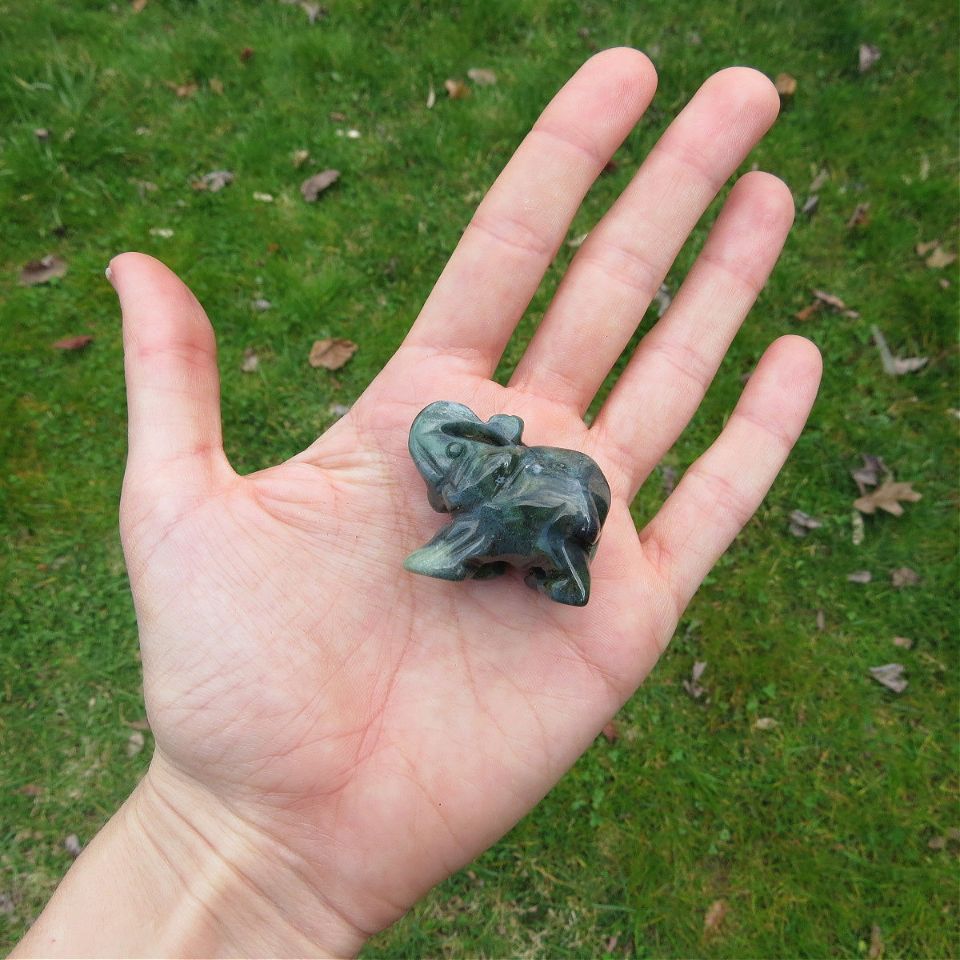 Moss Agate Stone Elephant Crystal Animal