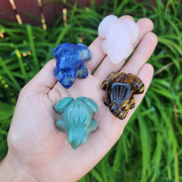 Crystal Frog Carving 1.5" Stone Animal Figurine