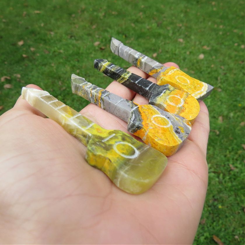 Crystal Guitar Carving Bumble Bee Jasper