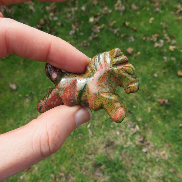 Unakite Crystal Horse Carving