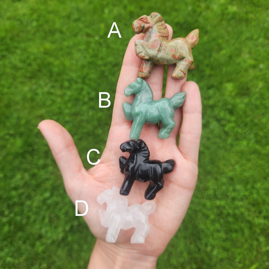 Crystal Horse Stone Animal Carving 1.75"