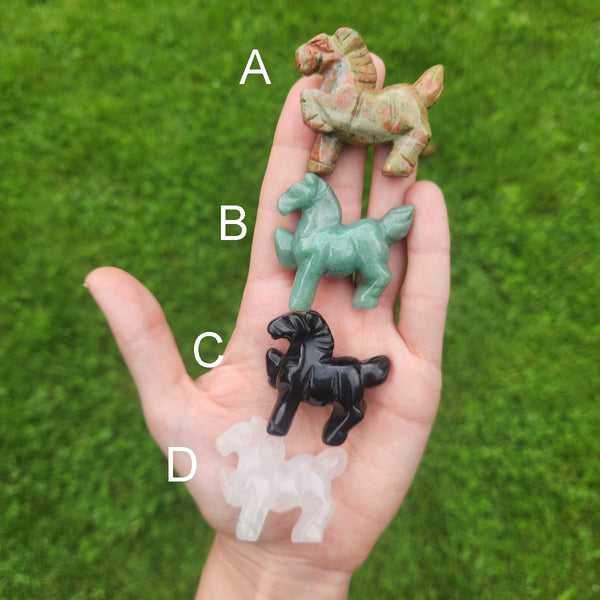 Crystal Horse Stone Animal Carving 1.75"