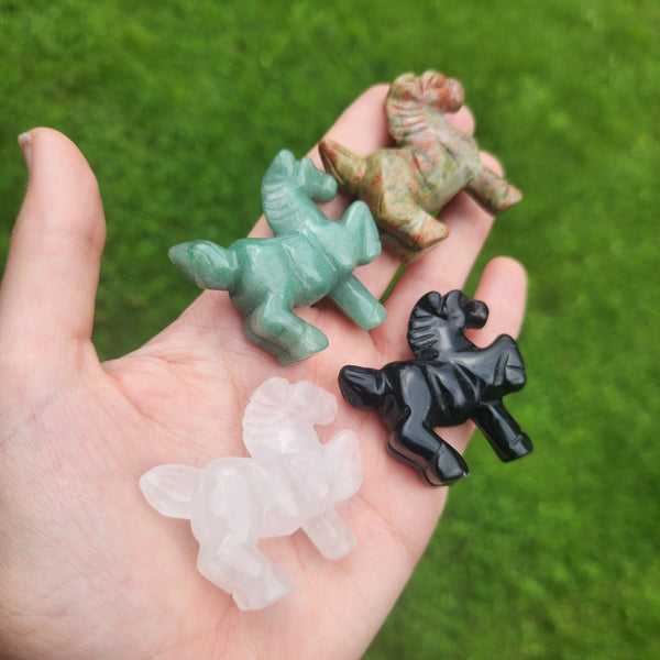 Crystal Horse Stone Animal Carving 1.75"