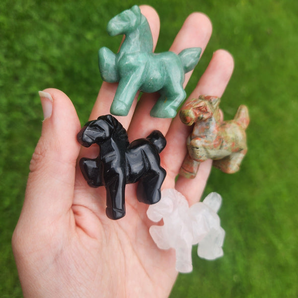 Crystal Horse Stone Animal Carving 1.75"