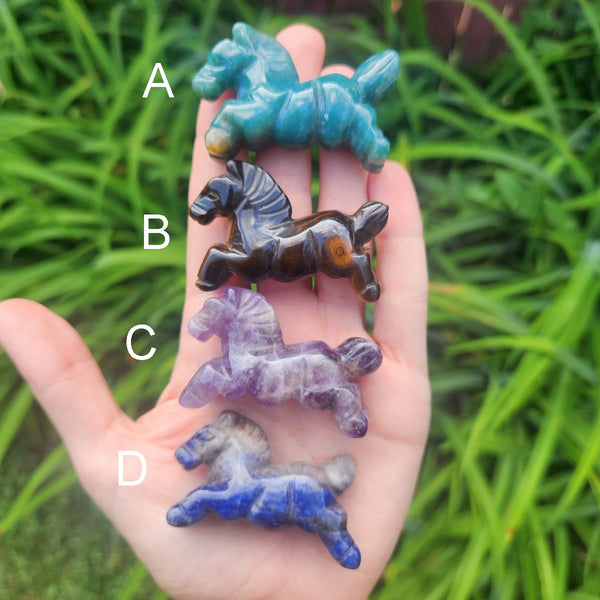 Crystal Horse Stone Carving 2" Animal Figurine
