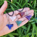 Crystal Hummingbird Necklace - Stone Bird Jewelry