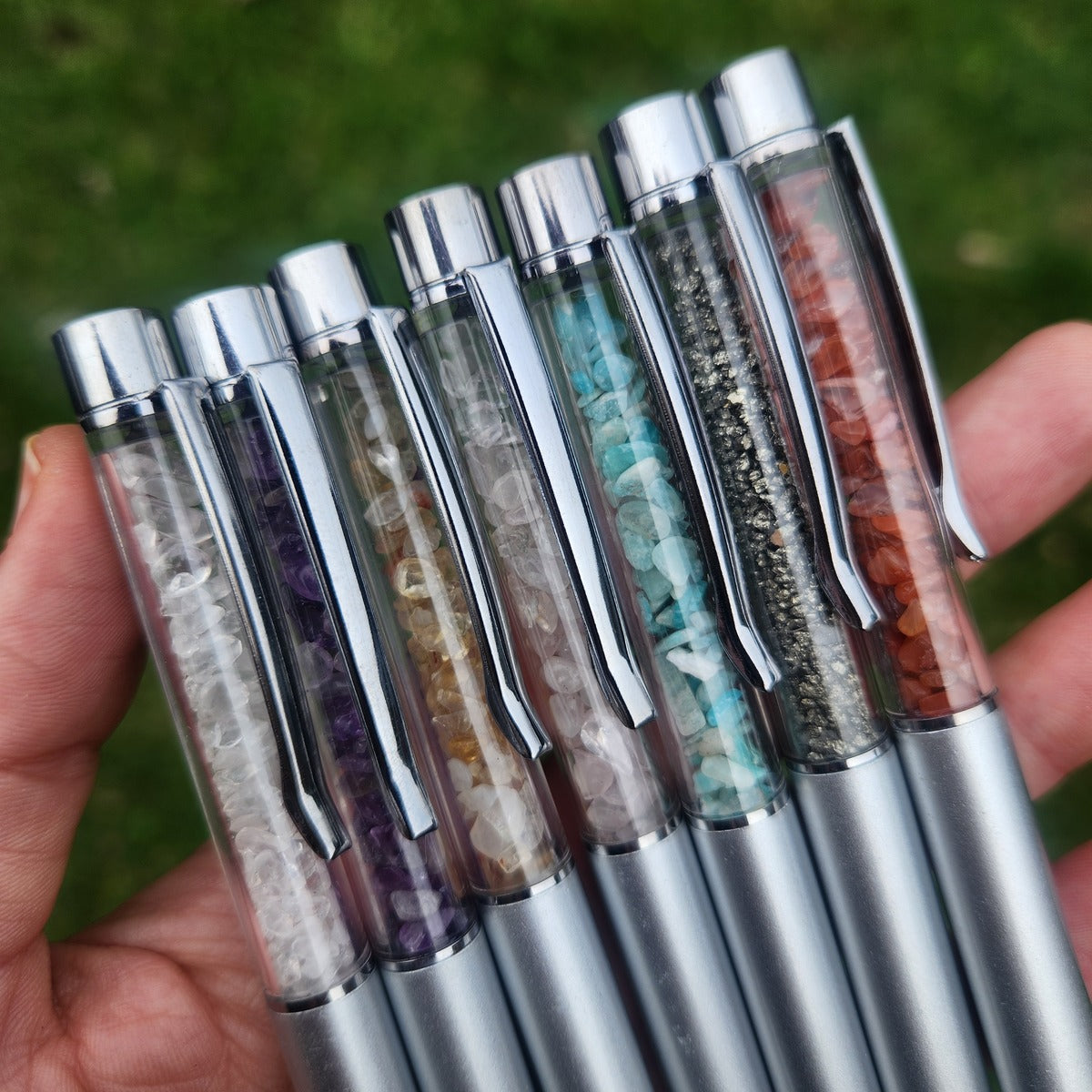 Crystal Pens with Stone Chips