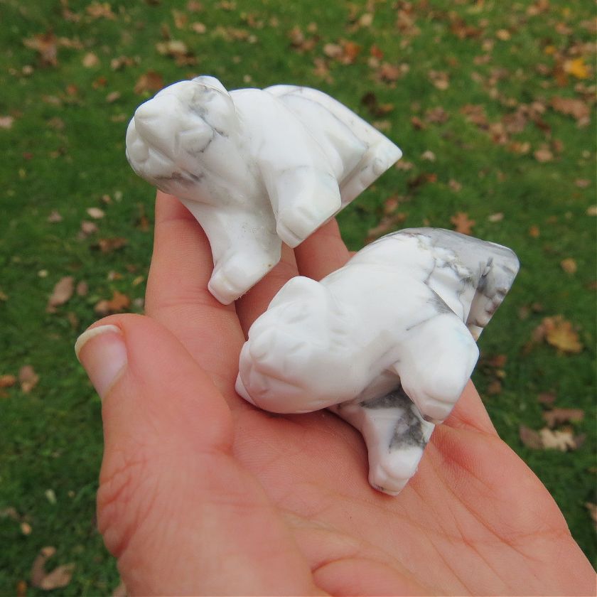 White Howlite Crystal Polar Bear Carving