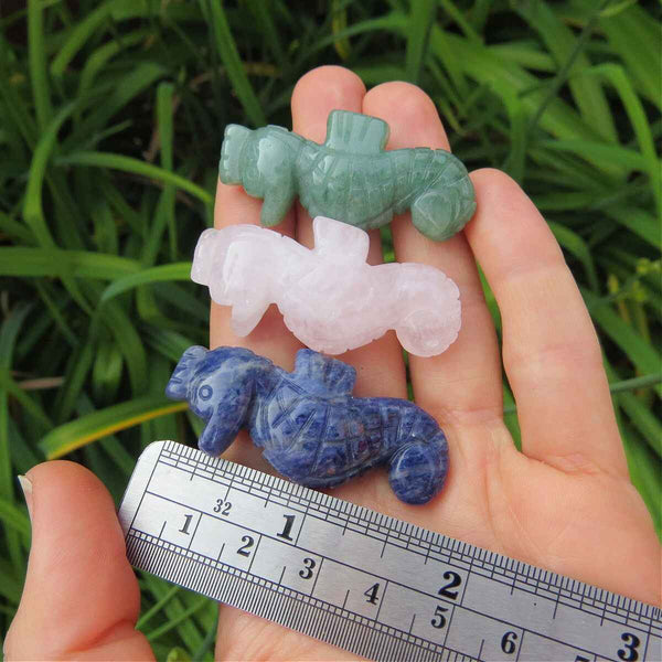 Crystal Seahorse Stone Animal Carving 1.75"