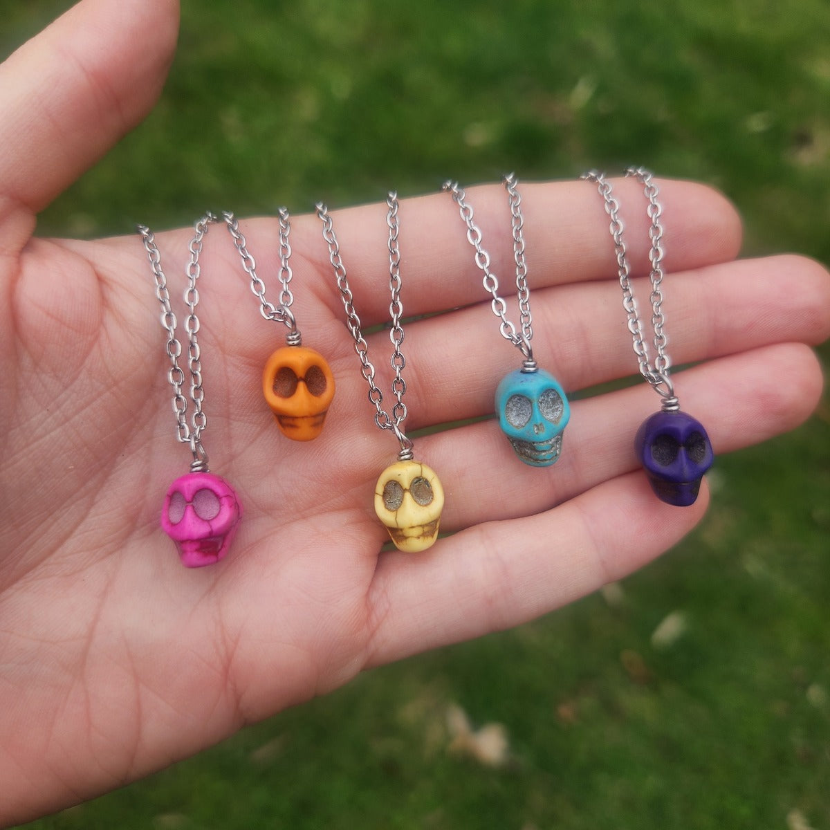 Howlite Crystal Skull Necklaces