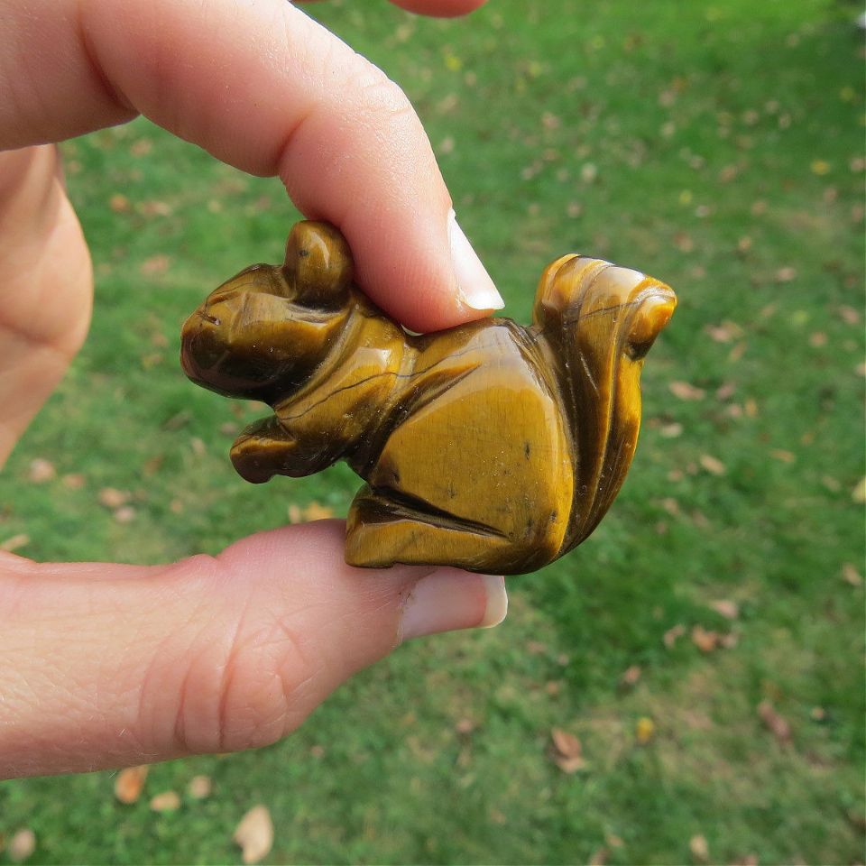 Crystal Squirrel Stone Animal Figurine - Tigers Eye