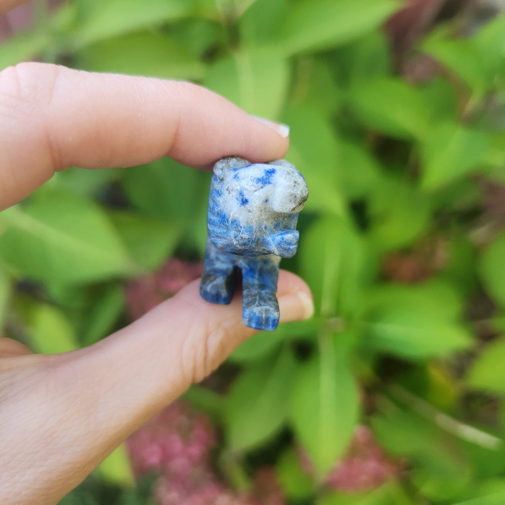 Crystal Tiger Carving 2" - Lapis Lazuli Stone Animal Totem Figurine