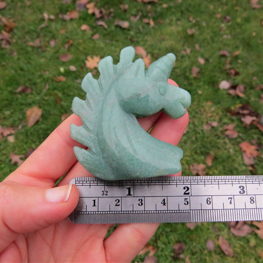 Crystal Unicorn Carving in Green Aventurine Stone