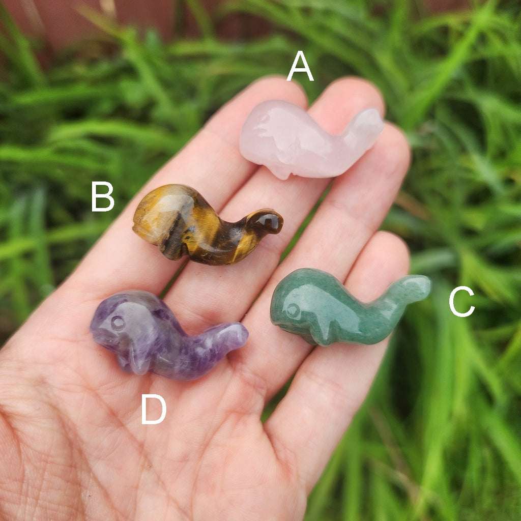Mini Crystal Whale Figurine 1" | Animal Stone Carving