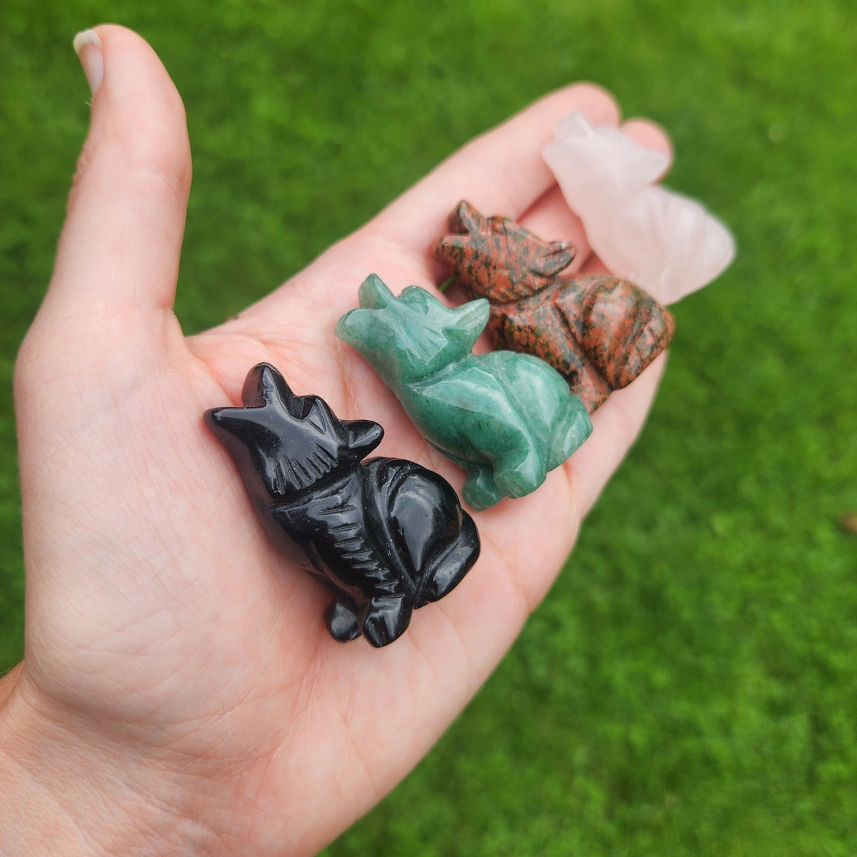 Howling Wolf Crystal Animal Carving