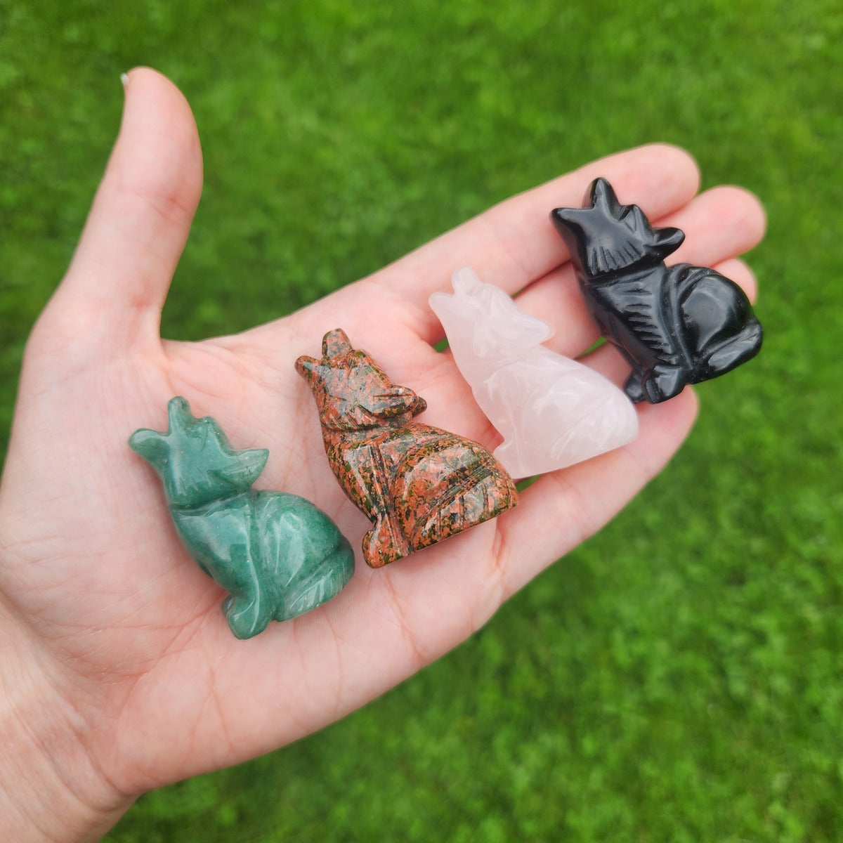 Crystal Wolf Stone Animal Carving