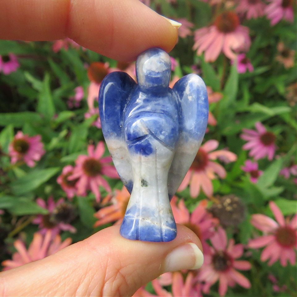 Sodalite Crystal Angel Carving