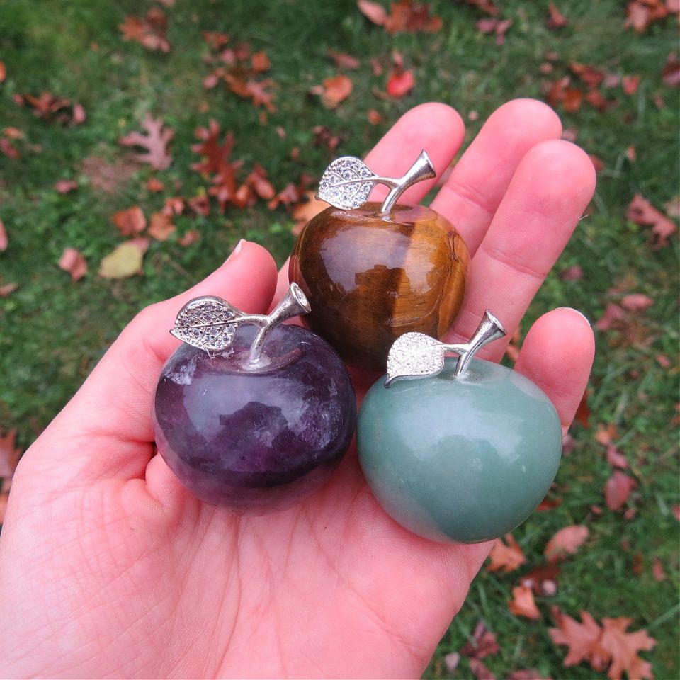 Carved Stone Apples Crystal Fruit
