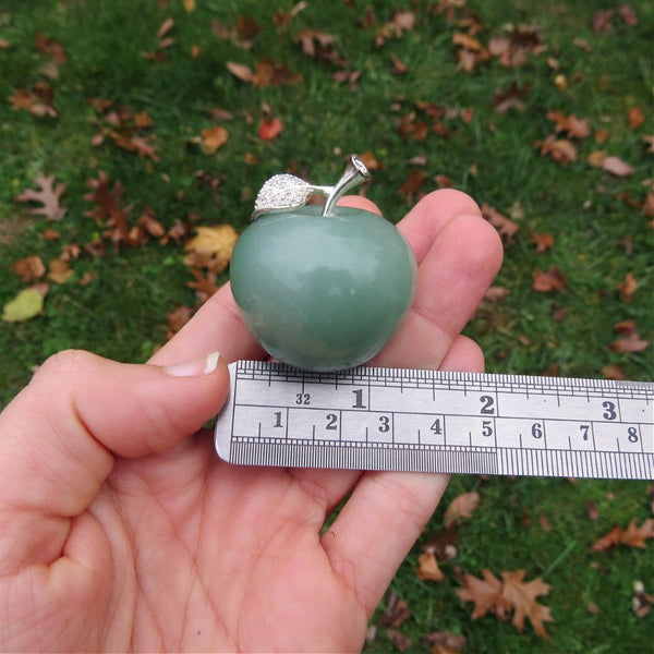 Crystal Apple Carving 1.5" Stone Fruit Figurine