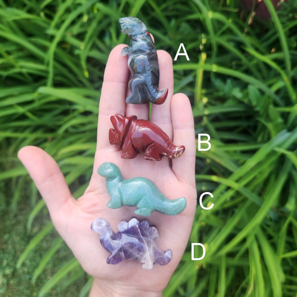 Carved Stone Dinosaur Crystal Figurine 2" Animal Carving