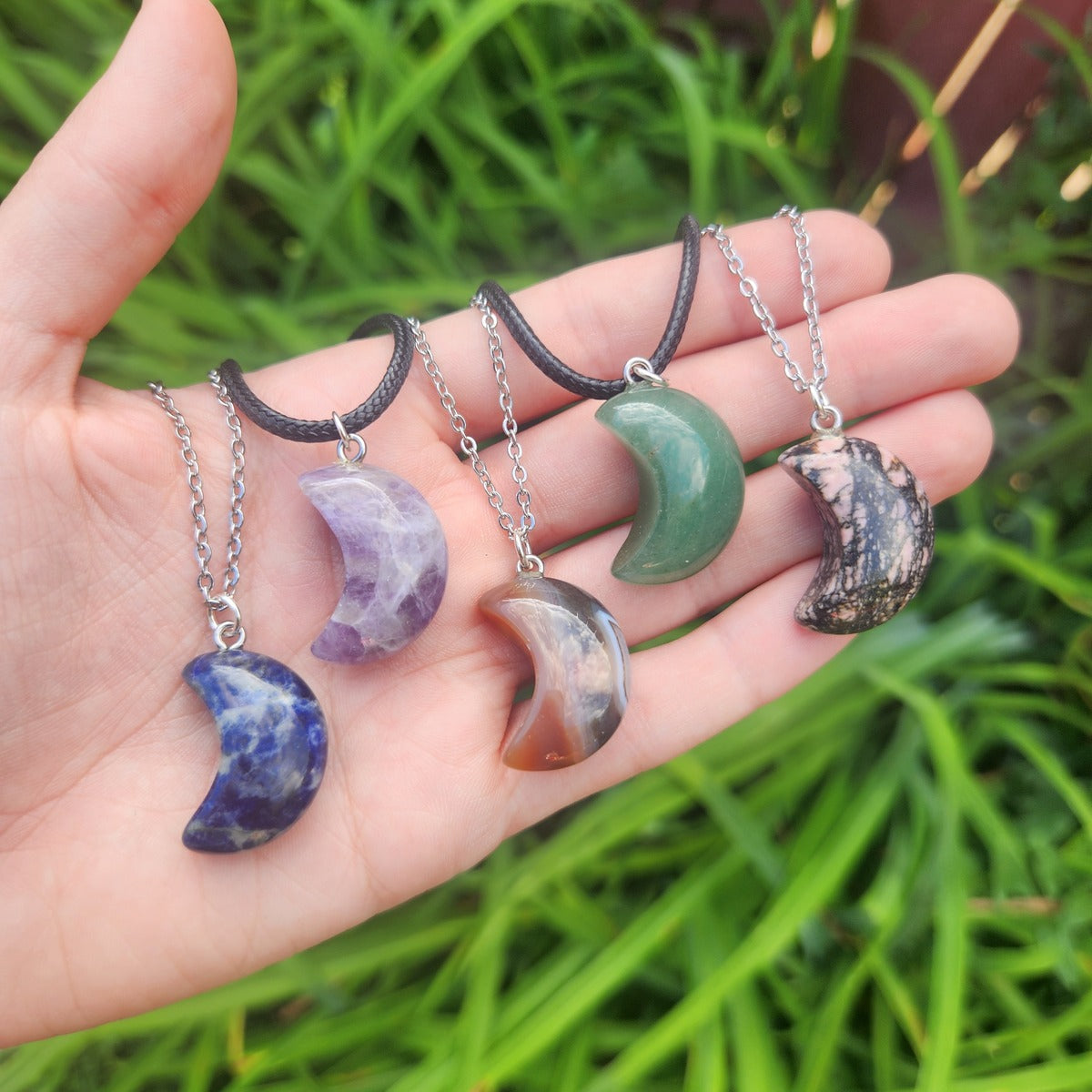 Crescent Moon Crystal Necklace