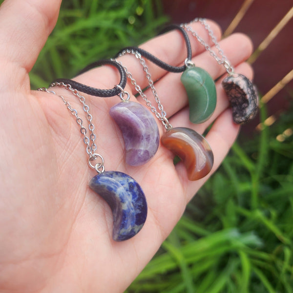 Crescent Moon Crystal Necklace