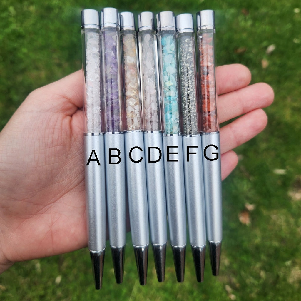 Crystal Chip Ballpoint Pen for Manifestation & Journaling | Office Stationary Gift