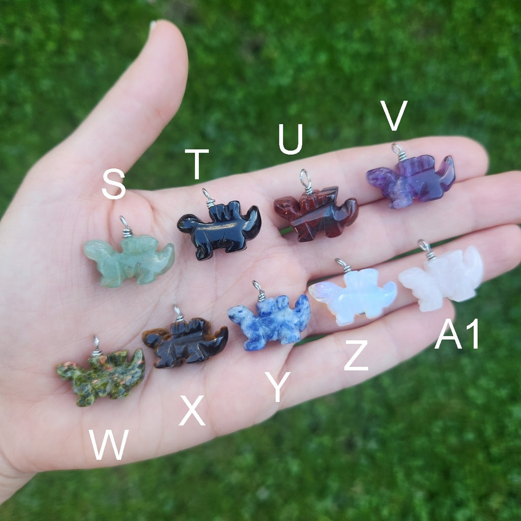 Crystal Stegosaurus Dinosaur Pendants