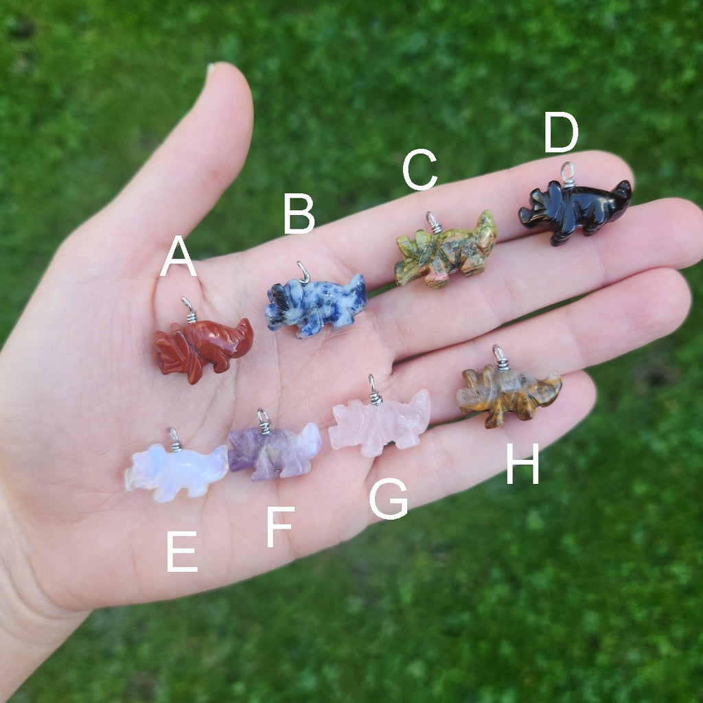 Crystal Triceratops Dinosaur Pendants