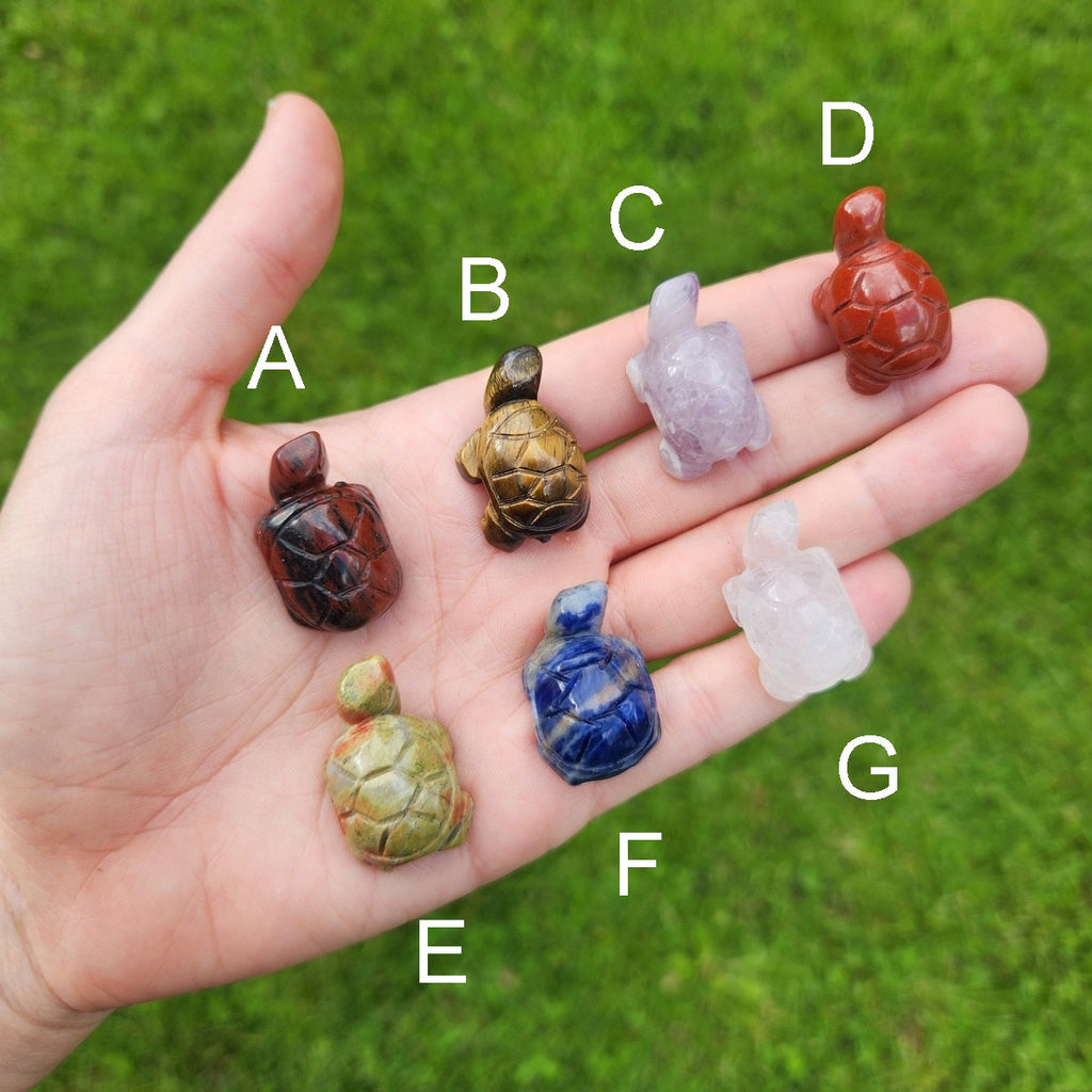 Mini Crystal Turtle Carving 1" | Stone Animal Turtle Figurine