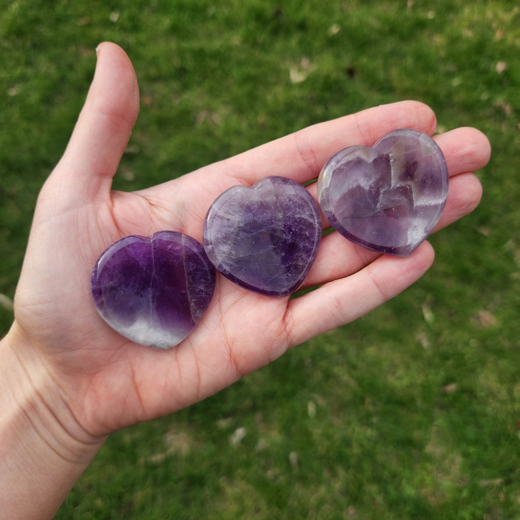 Amethyst Crystal Heart Worry Stone for Anxiety and Stess