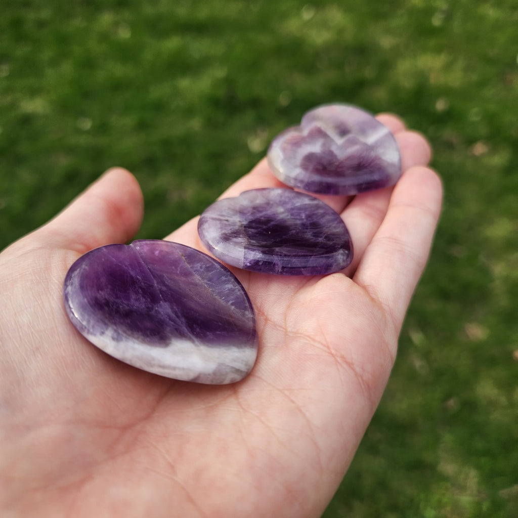 Dream Amethyst Crystal Heart Worry Stone for Anxiety & Stress