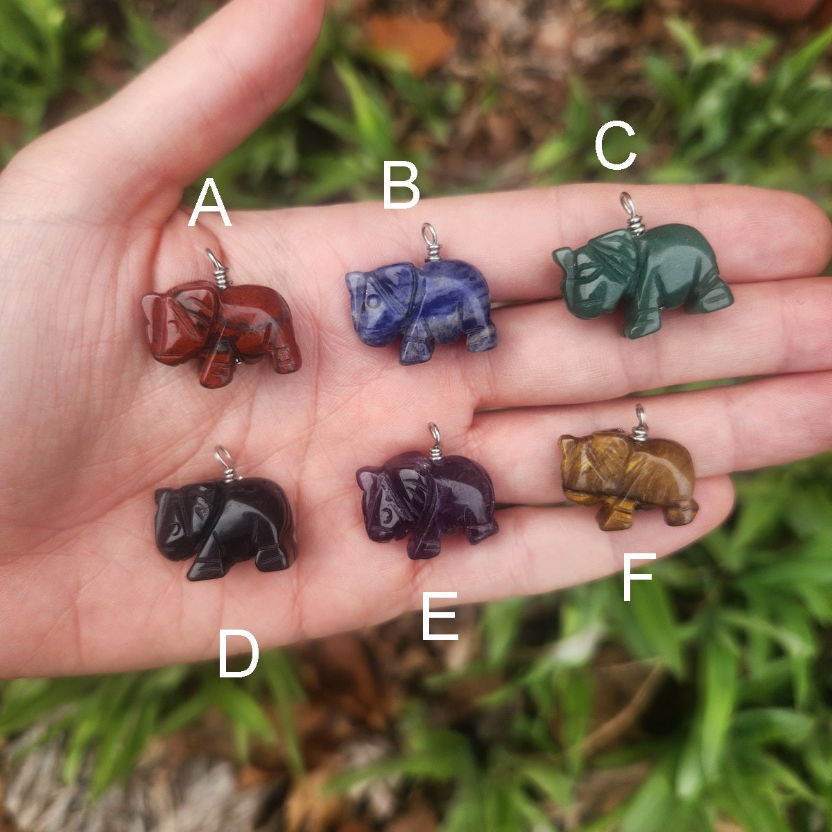 Crystal Elephant Necklace | Carved Stone Elephant Jewelry