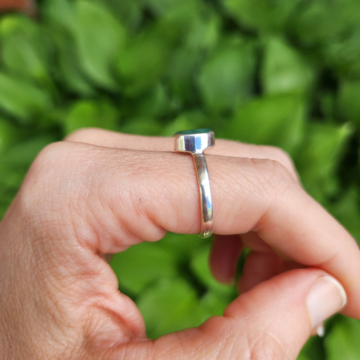 Emerald Stone Ring Sterling Silver Size 7.25 - Love, Harmony, Abundance Crystal