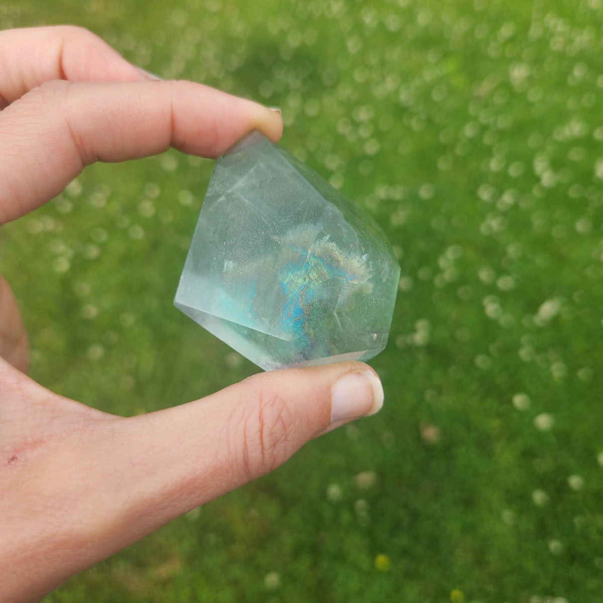 Green Fluorite Crystal Freeform Stone