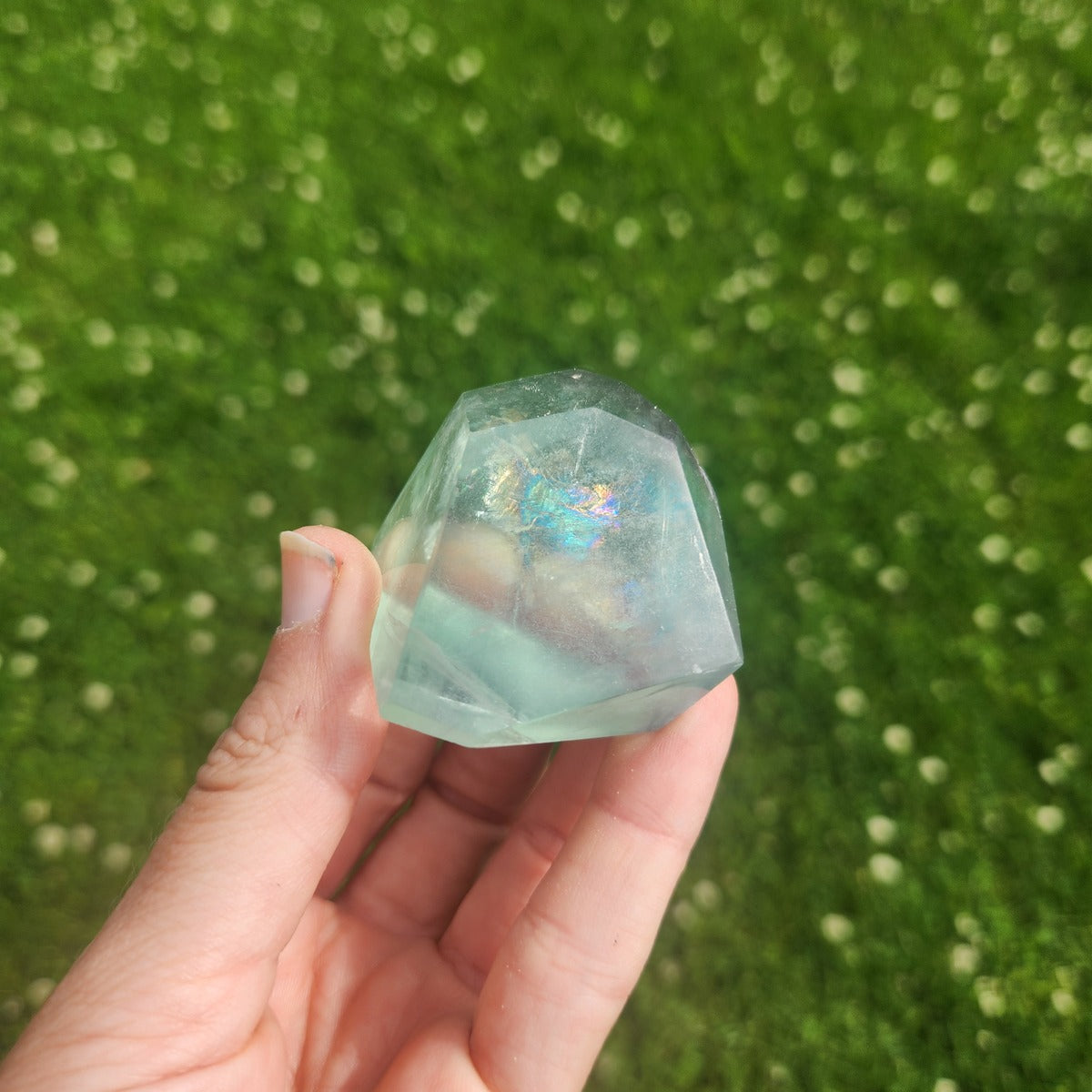 Green Fluorite Crystal Freeform Geometric Crystal