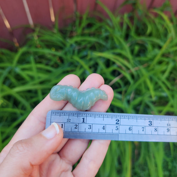 Green Aventurine Crystal Caterpillar Figurine 1.5 Animal Stone Carving