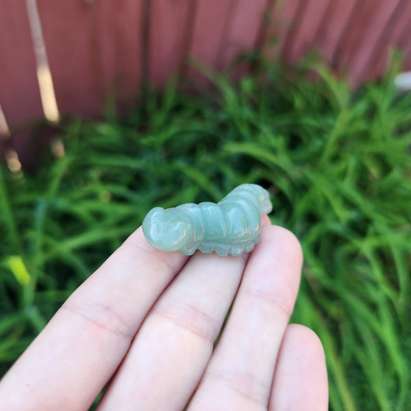 Green Aventurine Crystal Caterpillar Figurine