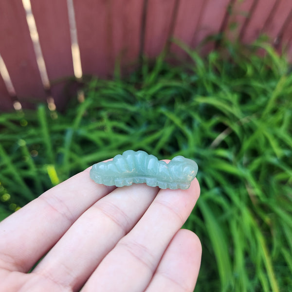 Green Aventurine Caterpillar Crystal Carving