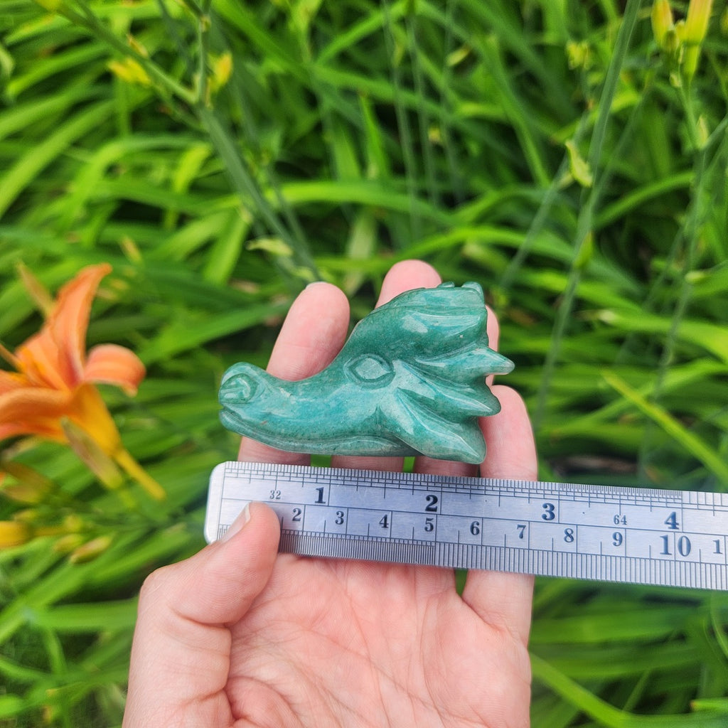 Green Aventurine Crystal Dragon Head Carving 2.5"